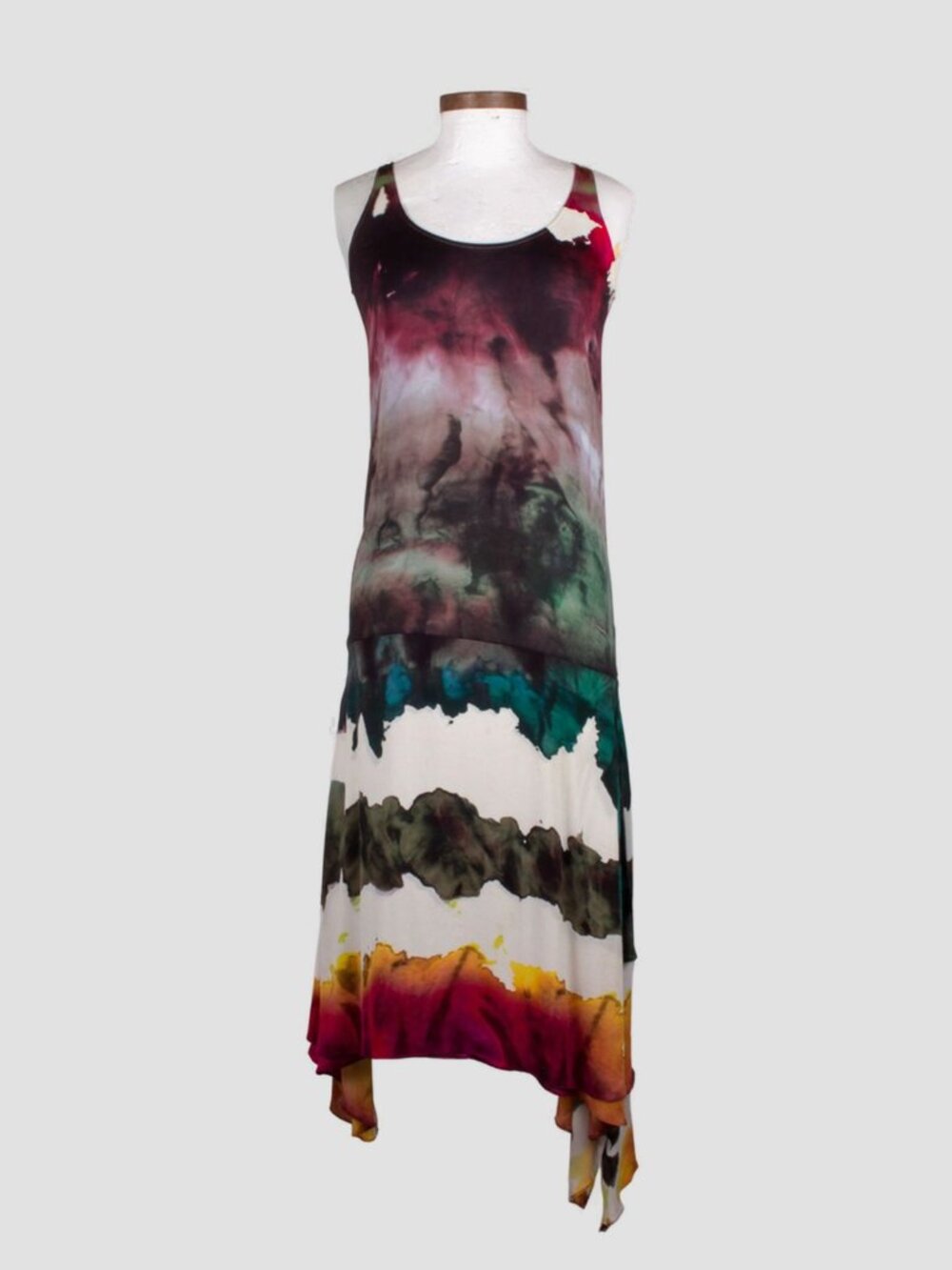 ACNE STUDIOS Multicolor Water Dye Sleeveless Midi Dress Sz FR 32 US S SS17 SALEH